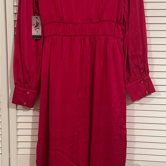 Sofia Jeans Women's Faux Wrap Ruffle Trim Skirt Dress, Mid Calf Length, Sizes L - Picture 5 of 8